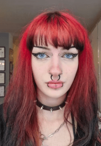 Bridge piercing performed by Jane at Eternal Gold in Glasgow with a titanium barbell